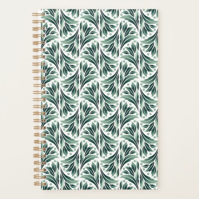 Motif Art Déco élégant avec feuillage vert (Devant)