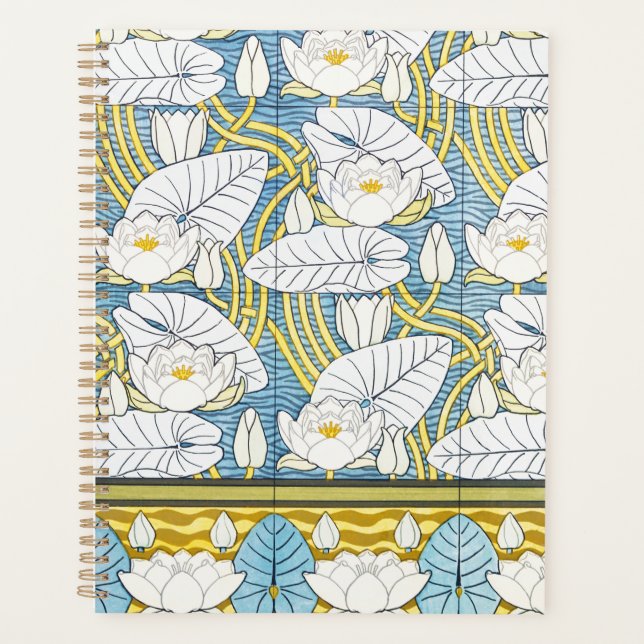Motif Art Nouveau de nénuphar vert sauge (Devant)