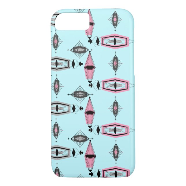 Motif atomique rose et gris iPhone 7 Plus Coque (Dos)