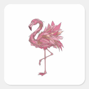 Motif autocollant géométrique FLAMANT rose argenté