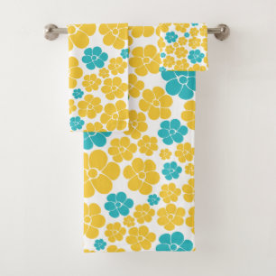 Motif aux fleurs - Turquoise et Jaune