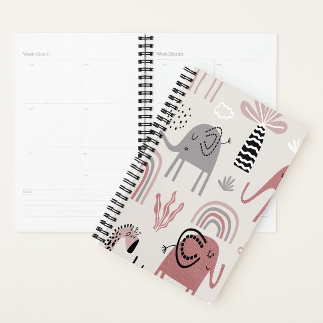 motif avec des éléphants et des girafes mignons gé (Devant avec enveloppe)