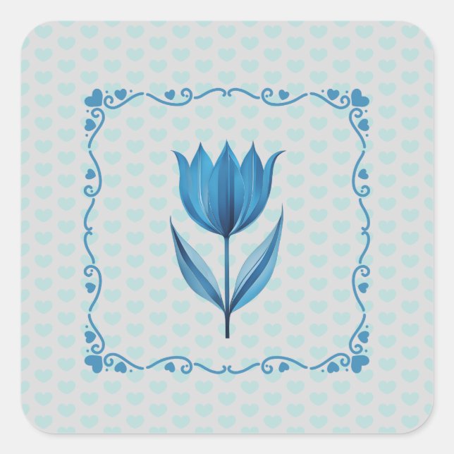 Motif avec un autocollant de tulipe bleue  (Devant)