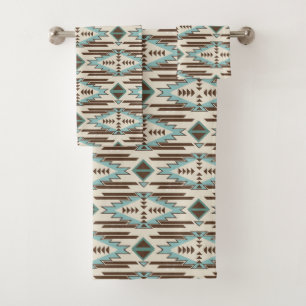 Motif aztèque de brun bleu d'Aqua