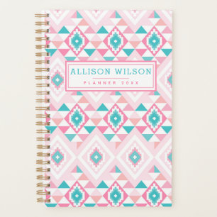 Motif aztèque rose et turquoise