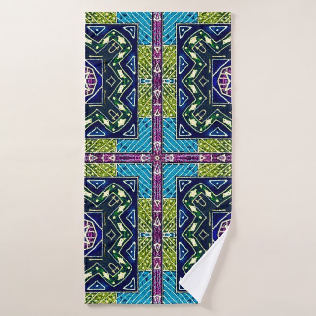 Motif aztèque sans couture. Tissu Ikat Chevron. Re (Serviette de bain)