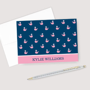 Motif Baleine Rose Bleu Marine Nautique Nom Person