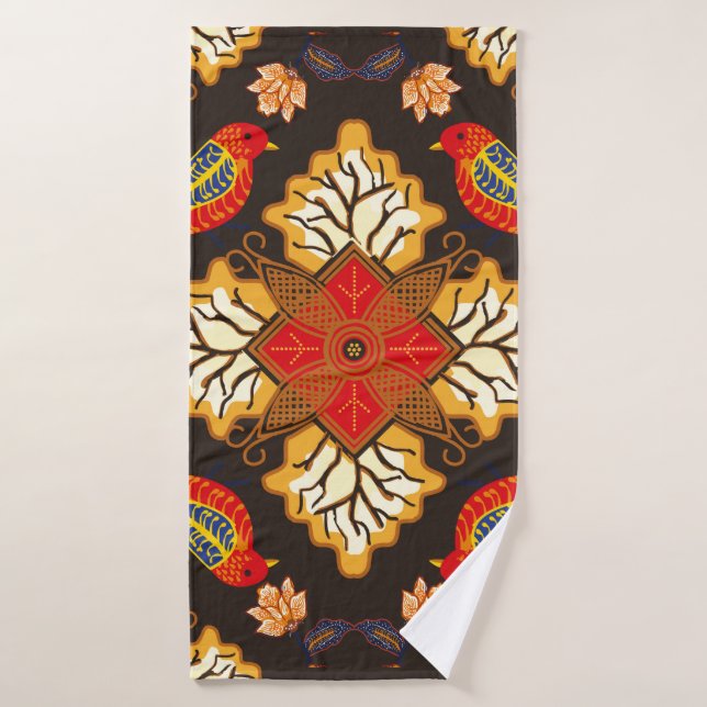 Motif batik indonésien avec flo très distinctif (Serviette de bain)