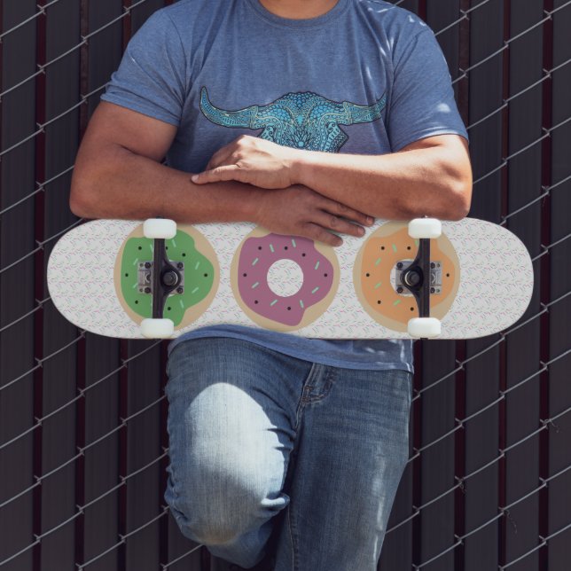 Motif Beignets Mixtes Nom Paillettes  Skateboard (Extérieur 3)