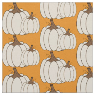 Motif blanc citrouille chute tissu orange