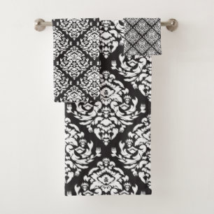 Motif blanc et noir de damassé