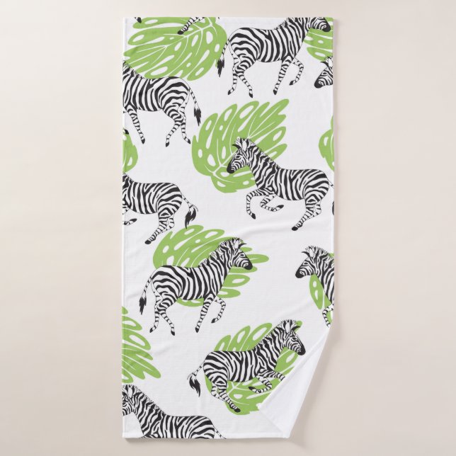 Motif blanc sans couture avec zèbres. illustration (Serviette de bain)