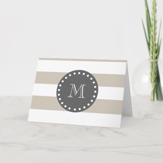 Motif Blancs Beige, Monogramme Charbon (Devant)