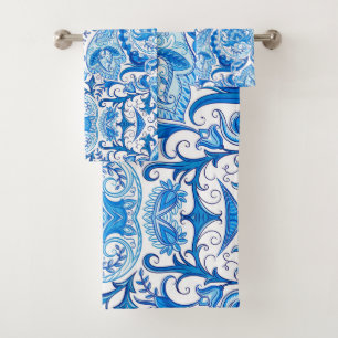Motif bleu et blanc de Paisley