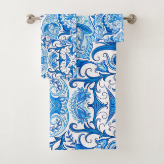 Motif bleu et blanc de Paisley