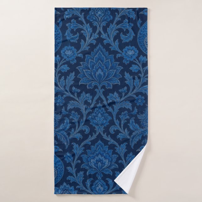 Motif bleu paon profond persan de luxe (Serviette de bain)