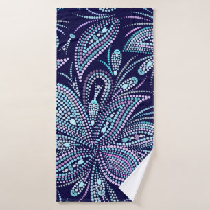 Motif bleu pointillé avec cachemire et perles. Nom