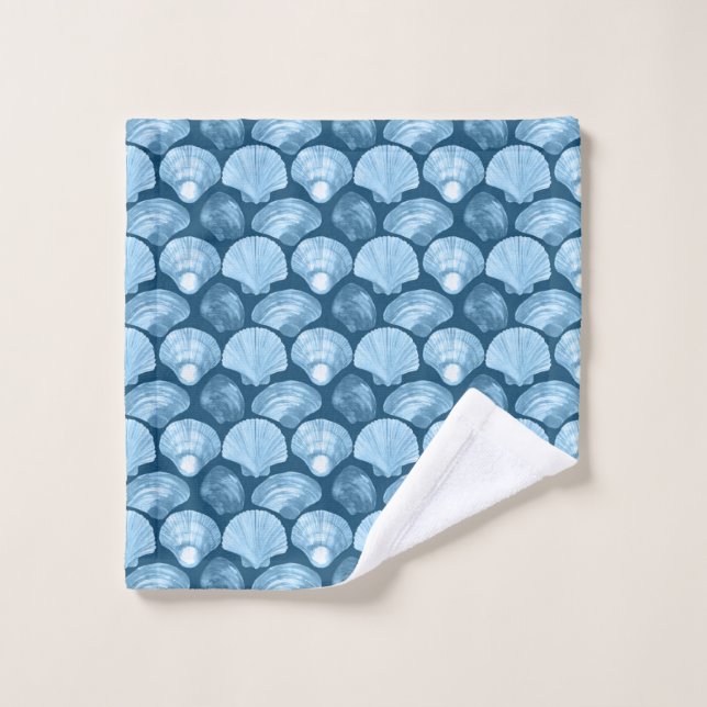 Motif Blue Beach Seashell (Gant de toilette)