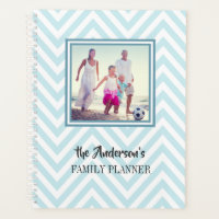 Motif Blue Chevrons avec photo et nom de famille
