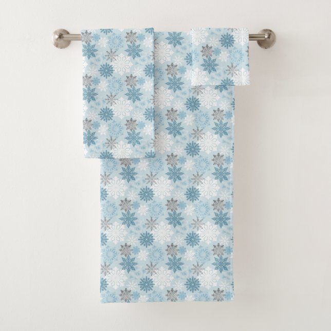 Motif Blue & Silver Winter Snow Flakes (En situation)