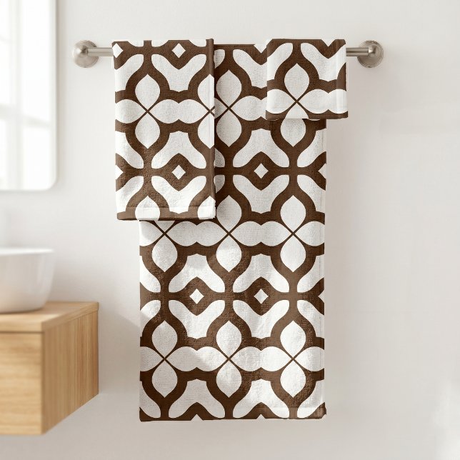 Motif bohème chic marocain blanc et marron crémeux (Créateur téléchargé)