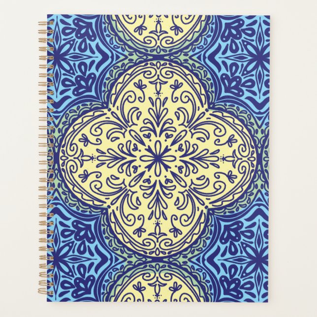 Motif Boho Blue & Gold Tile (Devant)