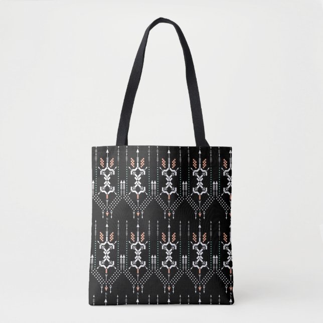 Motif Boho Totem Sac fourre-tout noir (Devant)