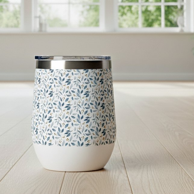 Motif botanique à l'aquarelle bleue  (Créateur téléchargé)