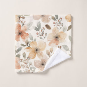 Motif botanique à l'aquarelle fleuri pêche beige