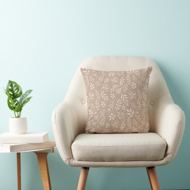 Motif Botanique Beige Chaud - Oreiller (Chaise)
