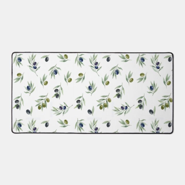 Motif botanique chic aquarelle vert olives (Recto)