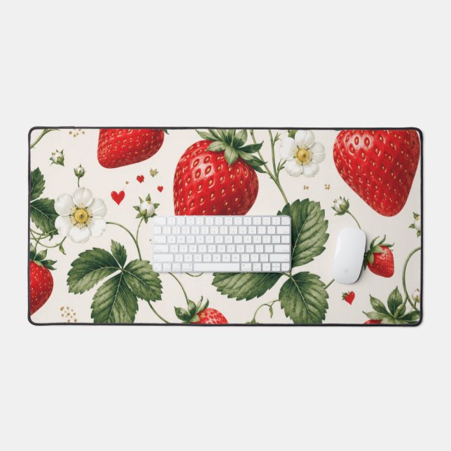 Motif botanique de fraise sans couture de style vi (Clavier et souris)