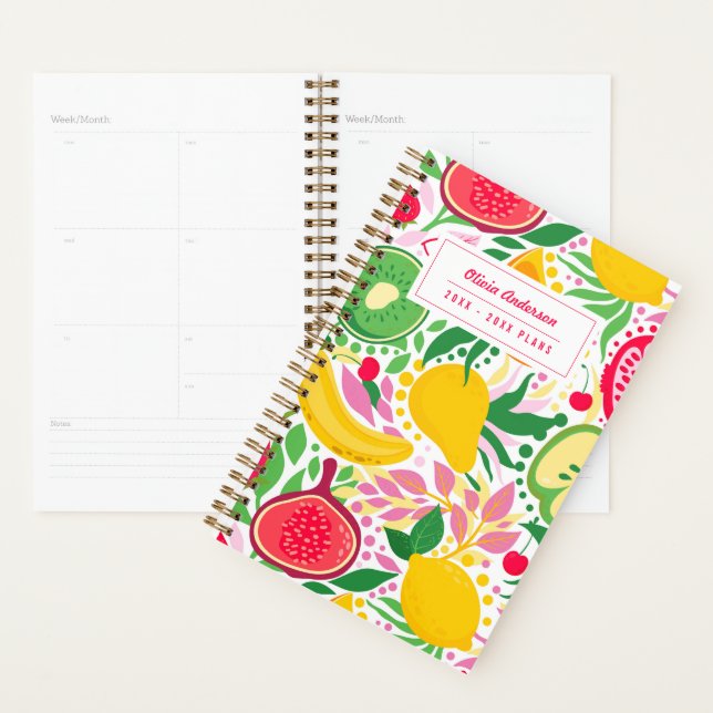 Motif botanique de fruits illustrés Coloré 2027 (Devant avec enveloppe)