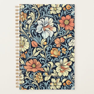 Motif botanique de style vintage couleur bleu plan