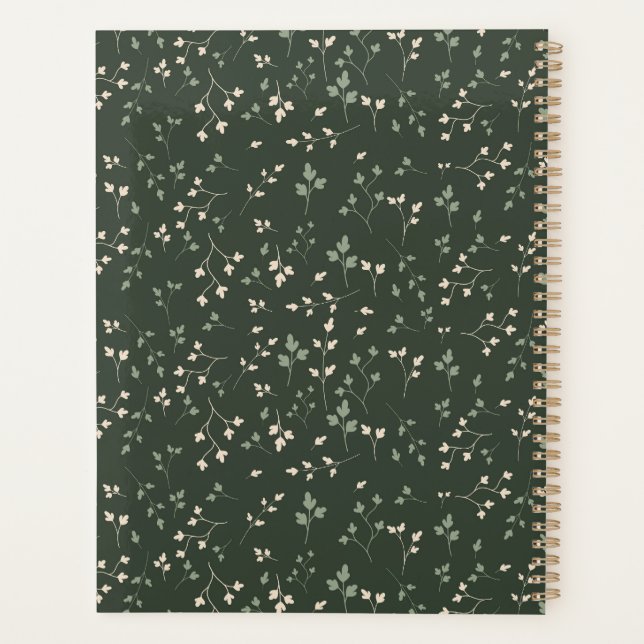 Motif botanique feuille ditsy vert forêt sombre (Dos)