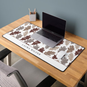 Motif botanique feuille prune taupe