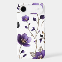 Motif botanique floral 3D violet et or élégant