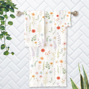 Motif botanique floral de fleurs sauvages à l'aqua