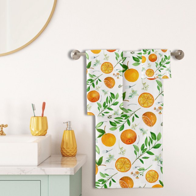 Motif botanique floral d'été aux agrumes orange (In situ)