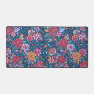 Motif botanique floral foncé avec G vintage et lun