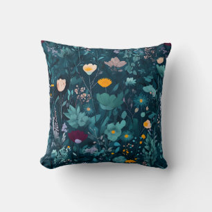 Motif botanique foncé Floral Jeter Oreiller