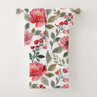 Motif botanique moderne rose rouge