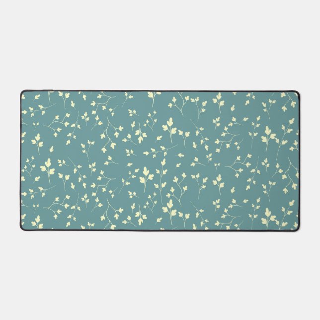 Motif botanique sarcelle poussiéreux aux feuilles  (Recto)