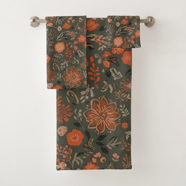 Motif botanique terracotta sage boho foncé (En situation)