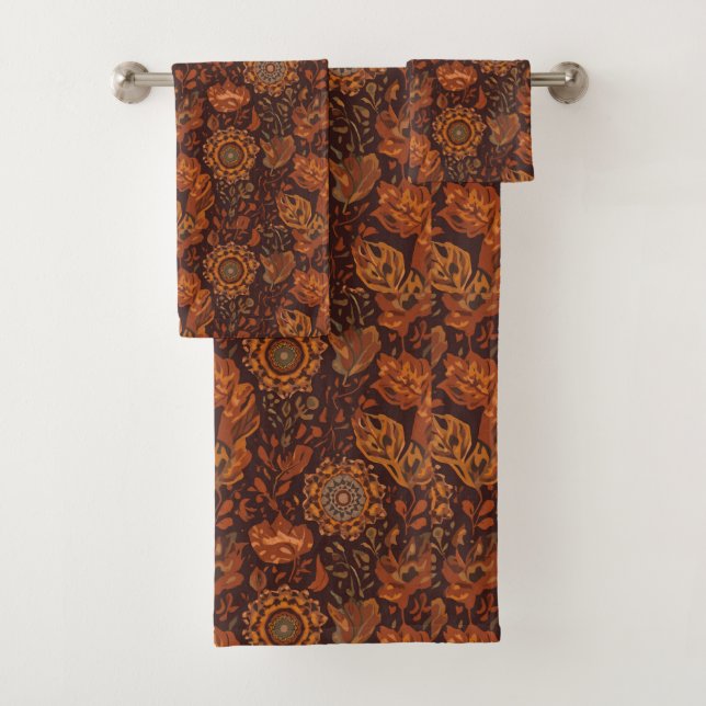 Motif botanique terracotta sage boho foncé  (En situation)