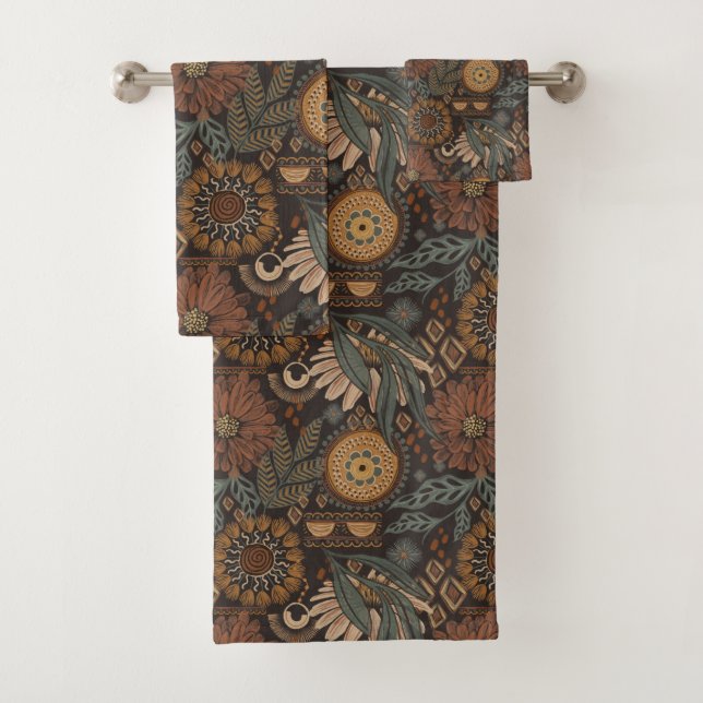 Motif botanique terracotta sauge boho foncé (En situation)