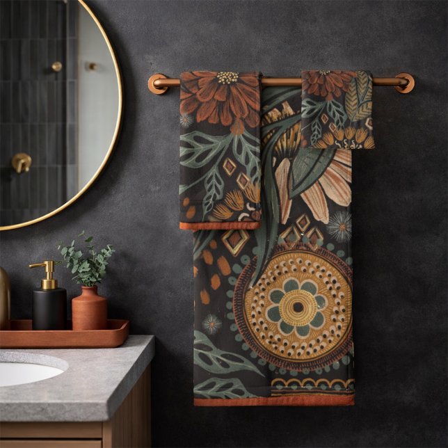 Motif botanique terracotta sauge boho foncé (Créateur téléchargé)