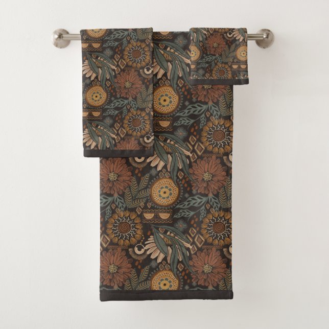 Motif botanique terracotta sauge boho foncé (En situation)