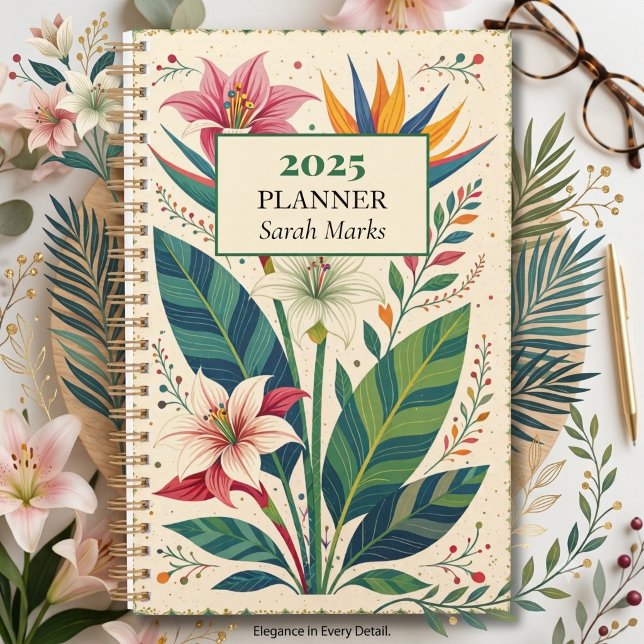 Motif botanique tropical audacieux en monogramme (Créateur téléchargé)