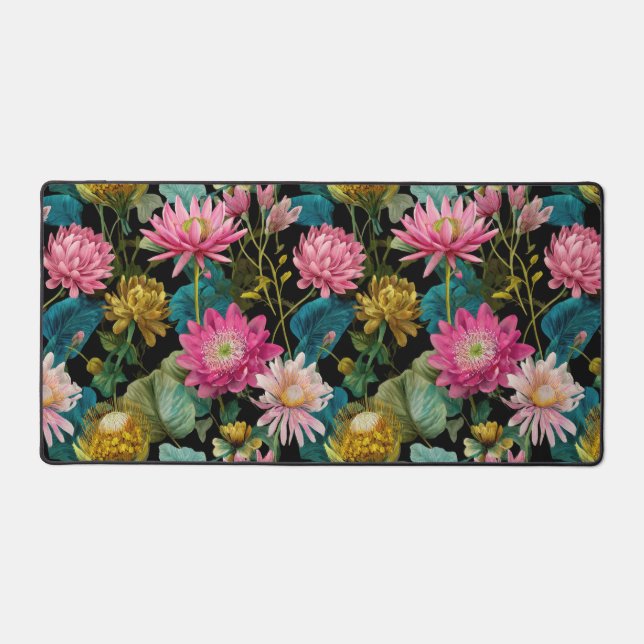 Motif botanique tropical luxuriant rose et vert (Recto)